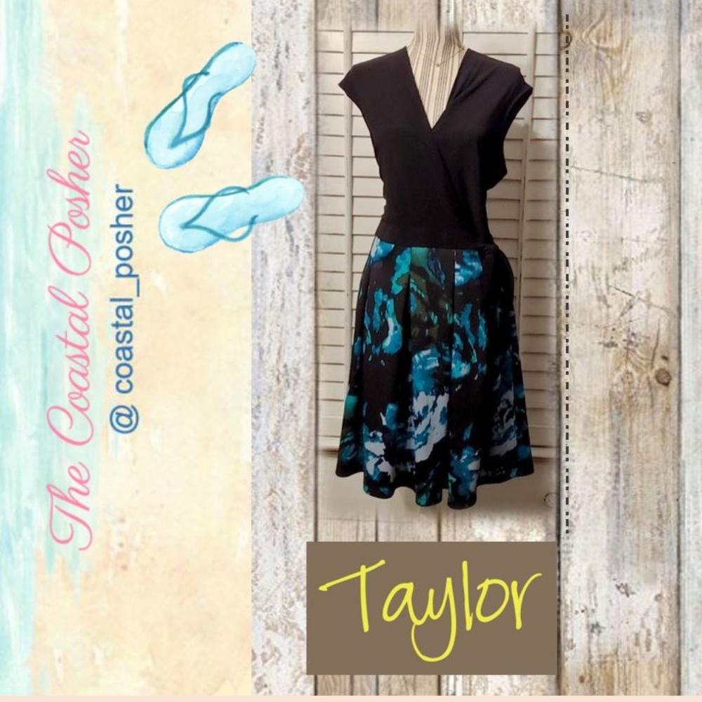 Black & Blue Taylor Woman Faux Wrap Dress